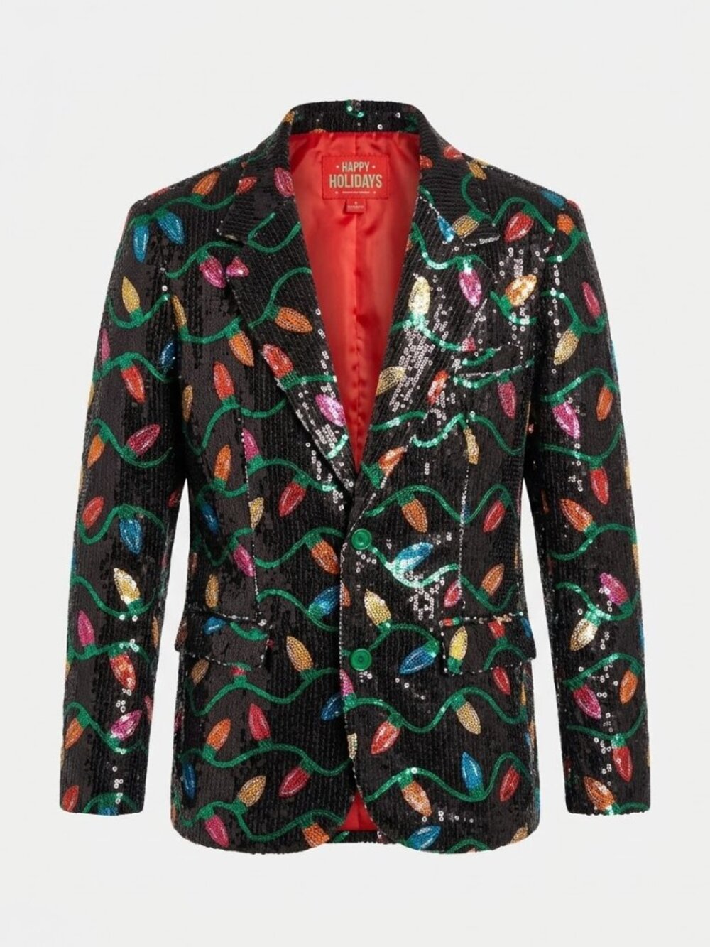 Urban Heritage Men's Christmas Light Sequin Blazer Jacket Black Large